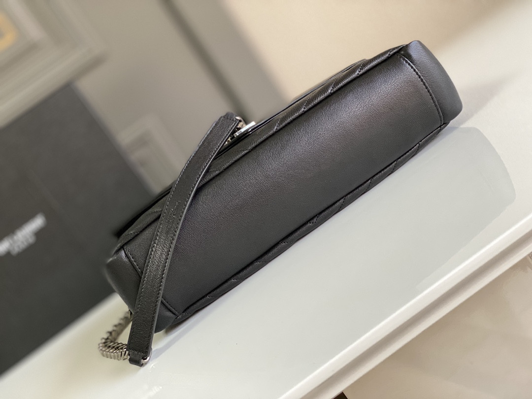 Y51 COLLEGE LARGE IN QUILTED LEATHER BLACK SILVER 32X21X8 CM