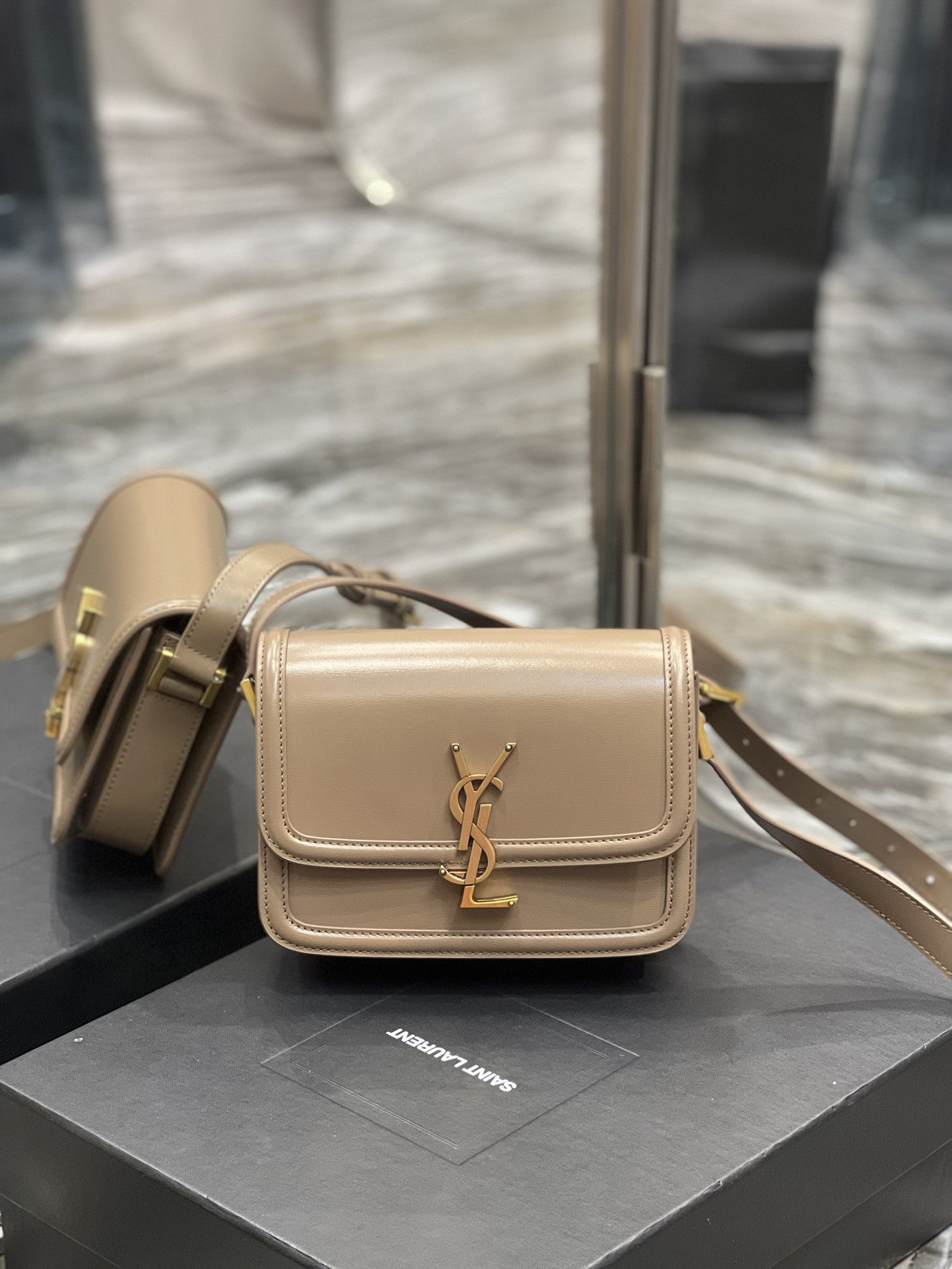 Y51 SOLFERINO SMALL SATCHEL IN BOX Sa1nt Lau*nt PINK 7.4 X 5.1 X 1.9 INCHES