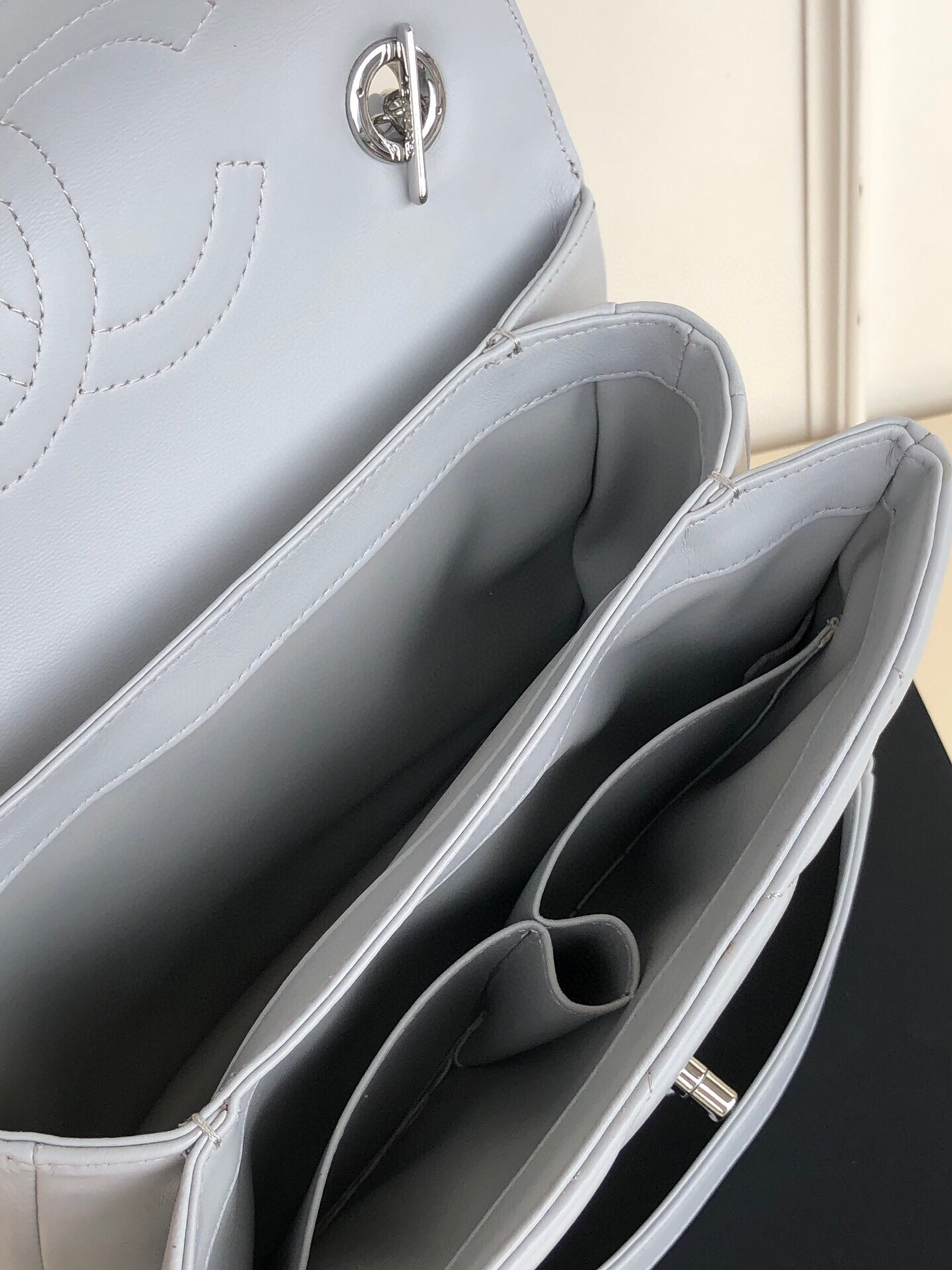 Ch**el FLAP BAG WITH TOP HANDLE 6.6 × 9.8 × 4.7 in