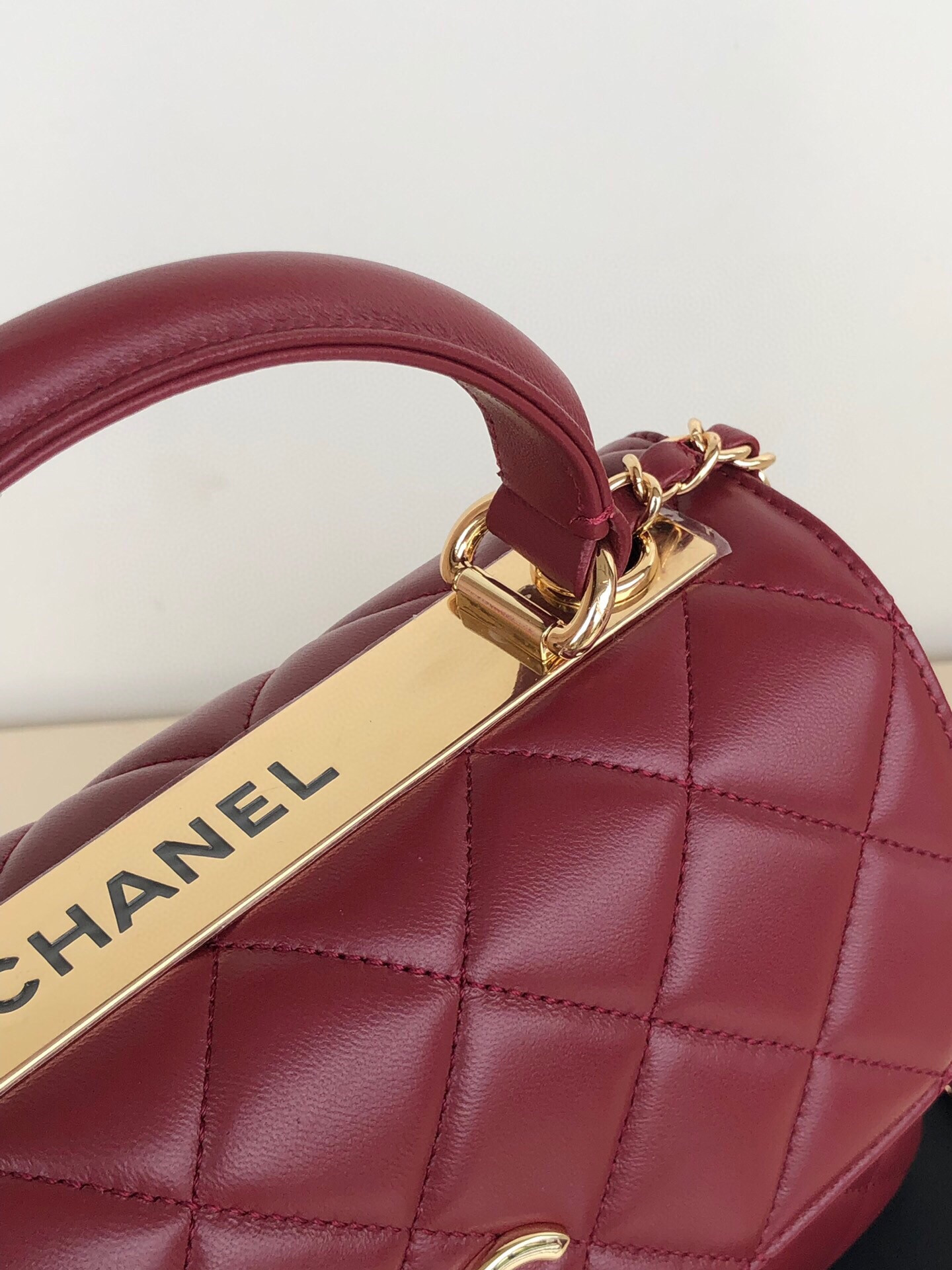 Ch**el FLAP BAG WITH TOP HANDLE 6.6 × 9.8 × 4.7 in
