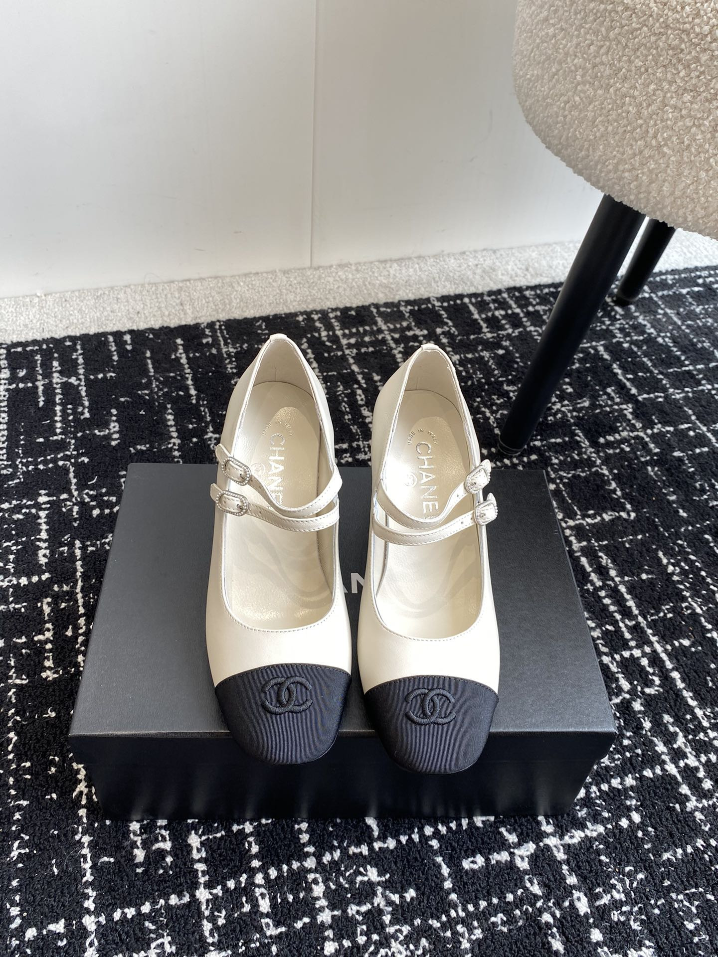 UA Ch**el MARY JANES Lambskin & Grosgrain