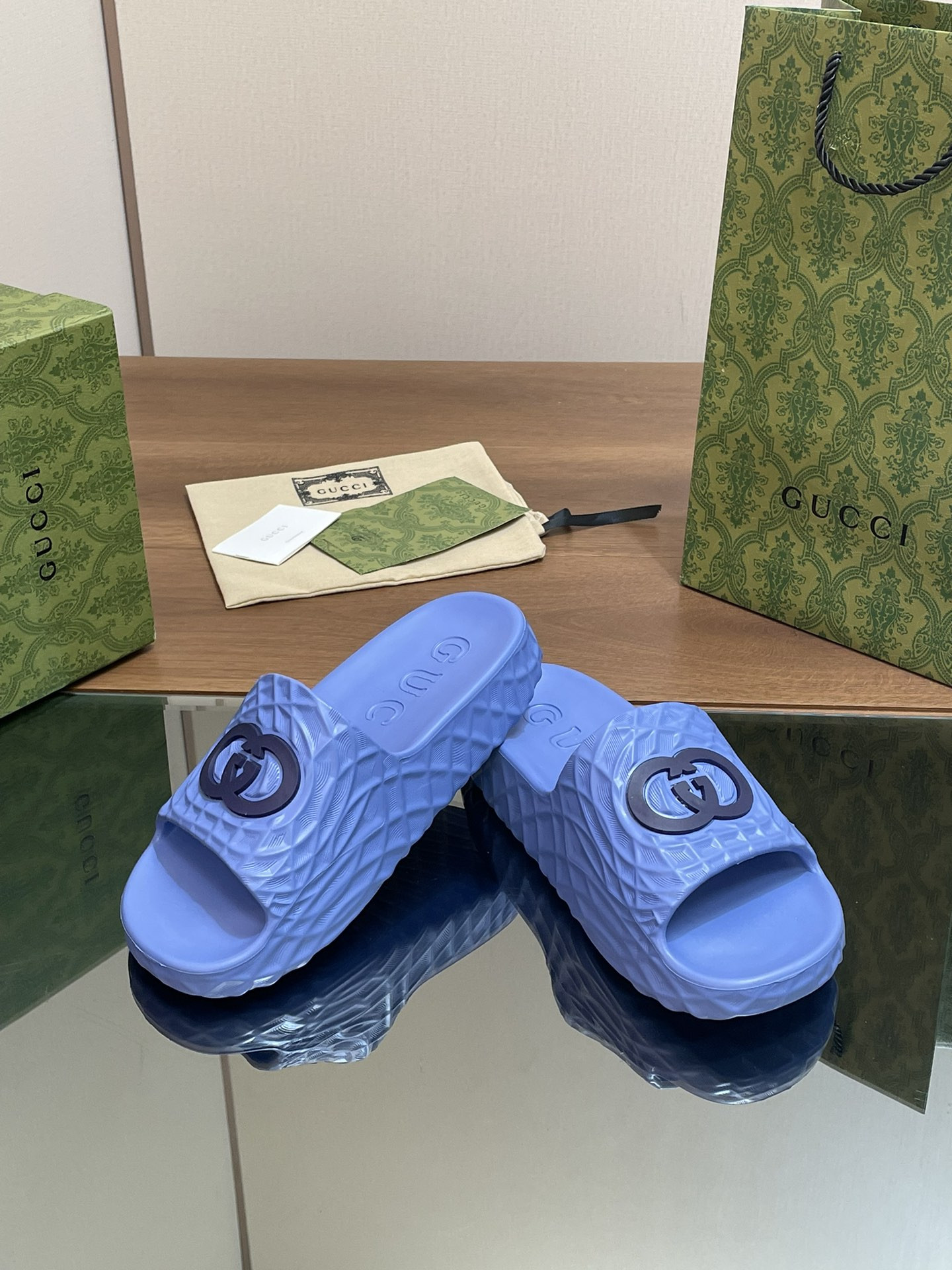UA Gvc*1 INTERLOCKING G SLIDE SANDAL Blue