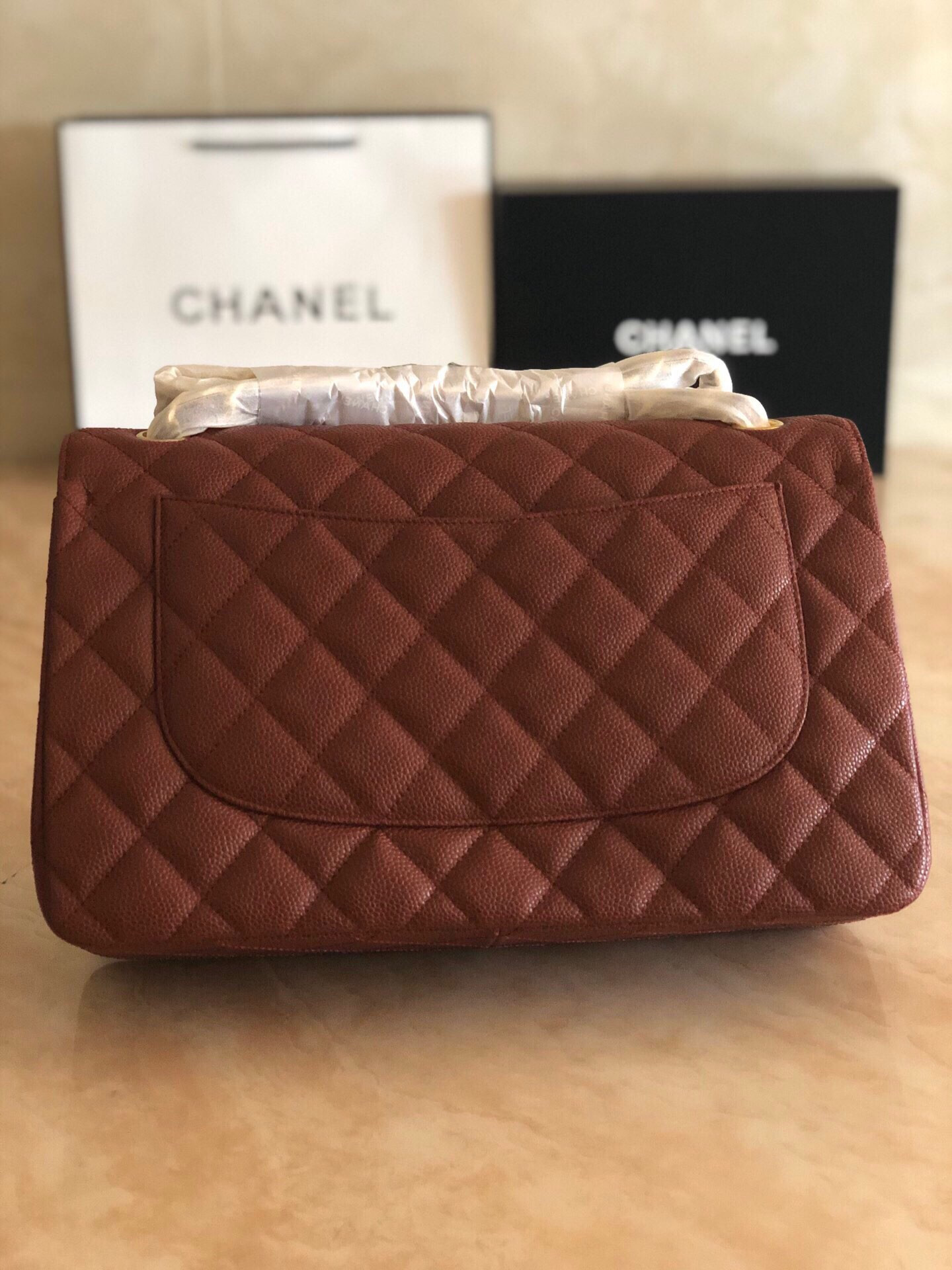 Ch**el Classic Flap Jumbo 30cm CF Gold Hardware 7.6 × 11.7 × 3.9 in