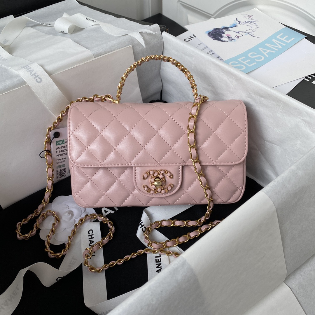 Ch**el MINI CLASSIC HANDBAG WITH TOP HANDLE 12 × 20 × 6 CM