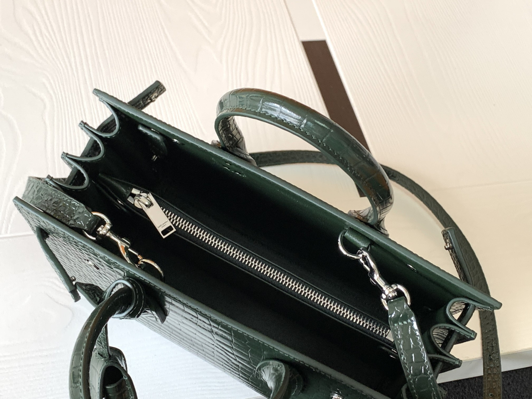 Y51 SAC DE JOUR IN EMBOSSED CROCODILE LEATHER - baby 26x13.5x12.5cm