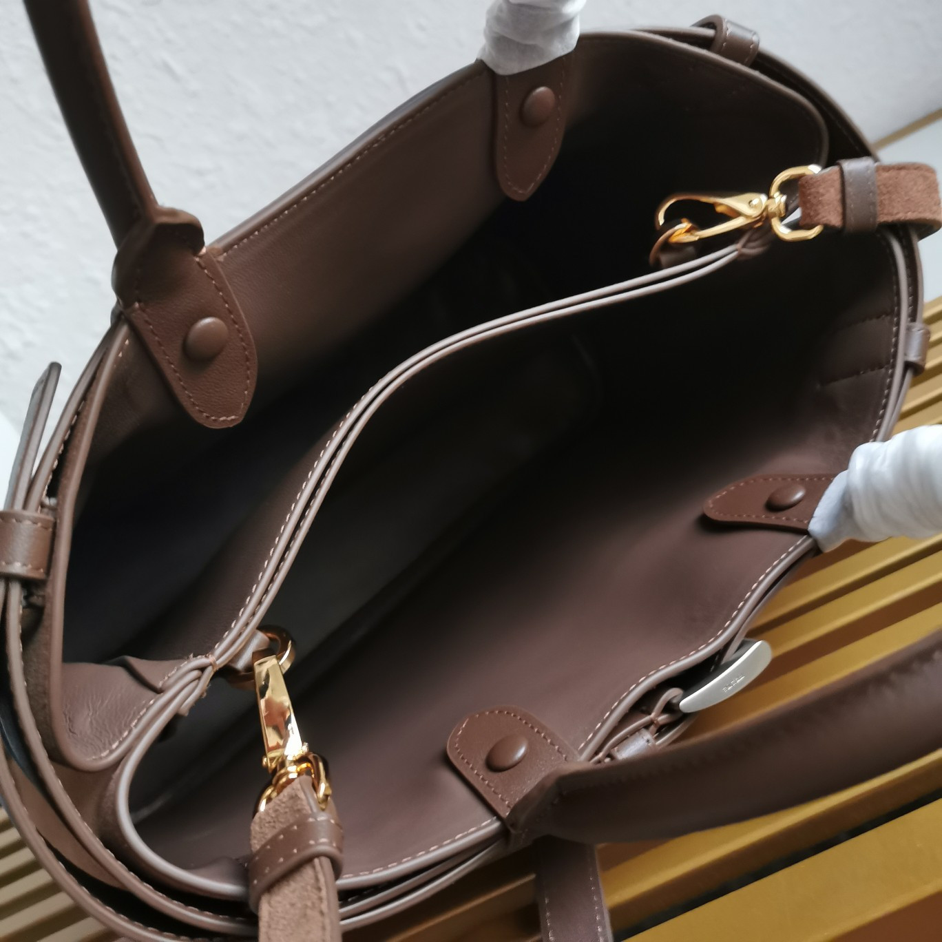 Pra*a Large Pra*a Buckle suede bag with belt  27.5x37.5x14cm