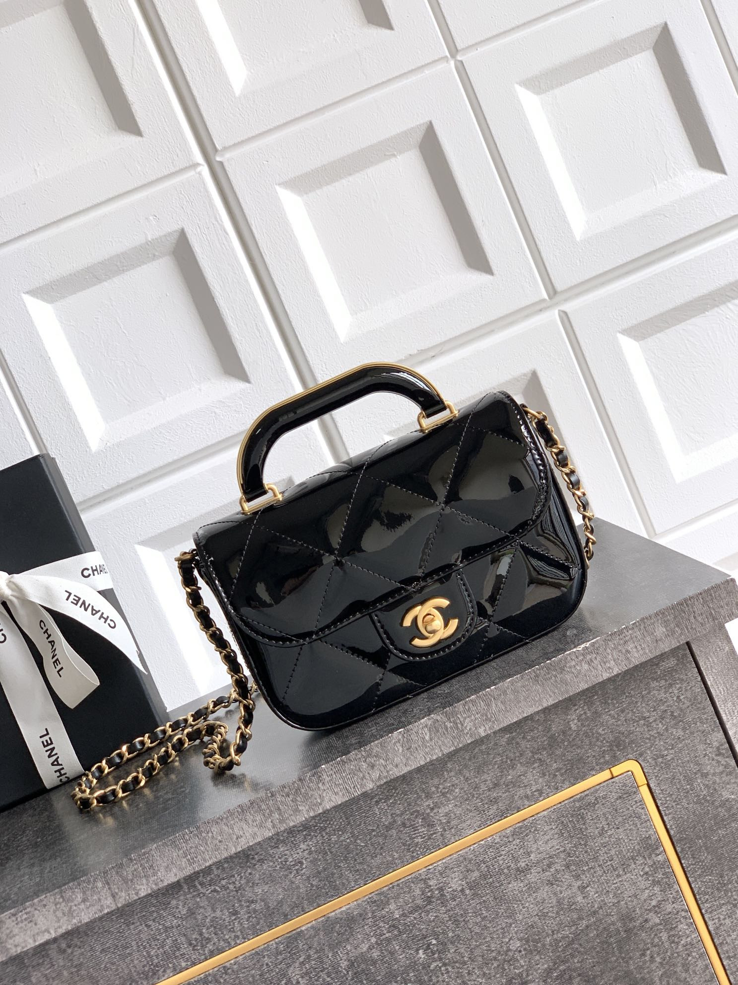 Ch**el Mini Flap Bag with Top Handle 13x18.5x4.5cm